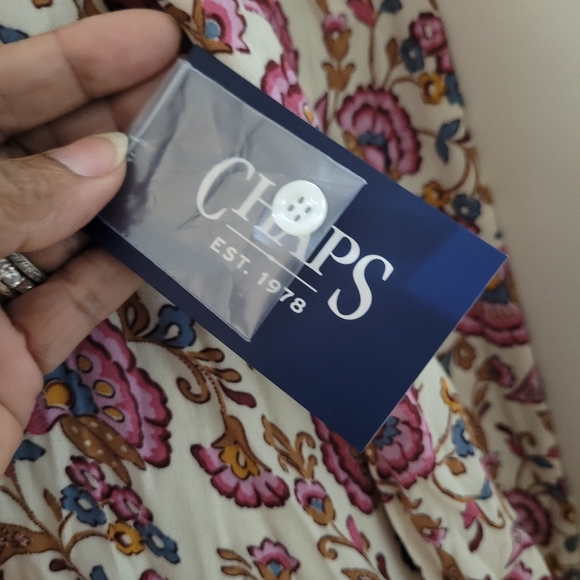 NWT Chaps Short Flowy Tunic Dress  Long sleeves with polkadots accents - Picture 9 of 10